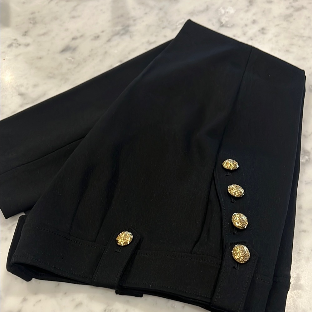 Chic Black Pants with Gold Buttons